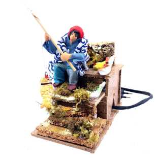 Fisherman in motion for nativity scenes - 9/10 cm