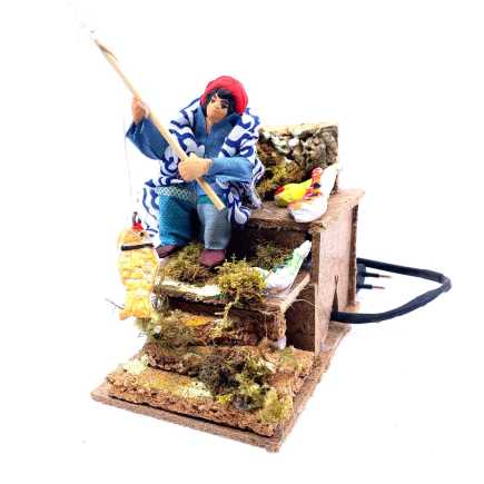 Fisherman in motion for nativity scenes - 9/10 cm