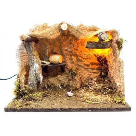 Nativity scene hut with light 33 x 18 x 25 cm