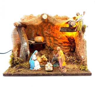 Nativity scene hut with light 33 x 18 x 25 cm