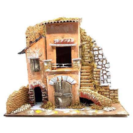 House with staircase and terrace 33 x 18 x 30 cm