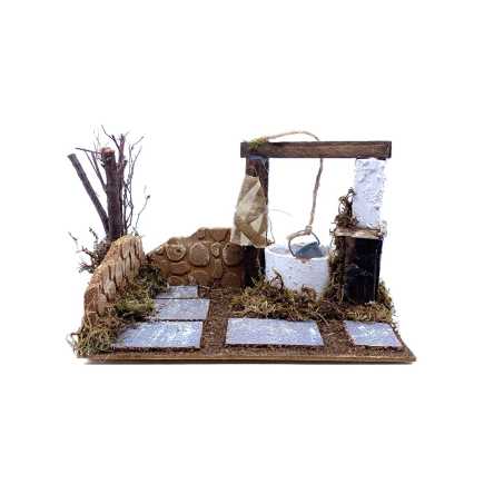 Nativity scene setting with a well