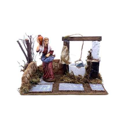 Nativity scene setting with a well