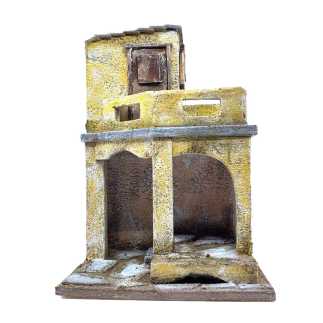 Bottega con casa presepi a due piani per statuine 10 cm