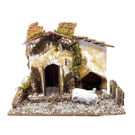 Farmhouse with sheep 20 x 14 x 16 cm