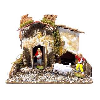 Farmhouse with sheep 20 x 14 x 16 cm