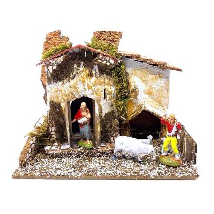 Farmhouse with sheep 20 x 14 x 16 cm