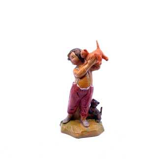 Little shepherd boy with cats - 131 - Fontanini statue 12 cm