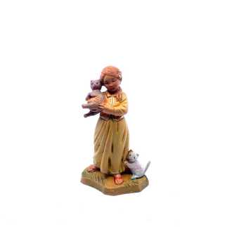 Girl Shepherdess with Cats - 132 - Fontanini Statues 12 cm