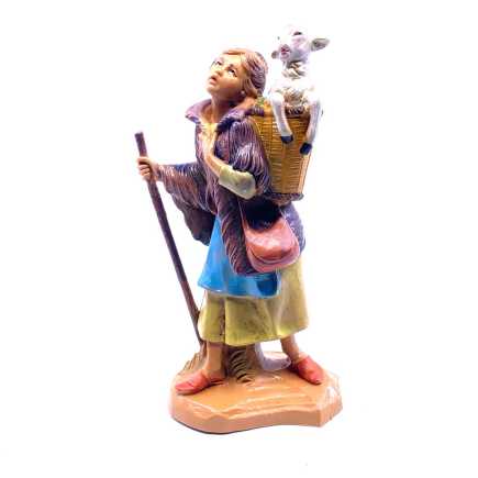 Shepherdess with lamb in basket - 197 - Fontanini Figurines 12 cm