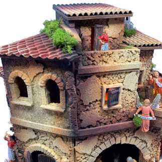 Presepe con luci e statuine 40x30x38 cm