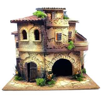 Nativity scene with lights 40x30x38 cm