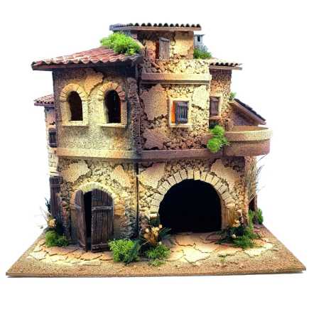 Nativity scene with lights 40x30x38 cm