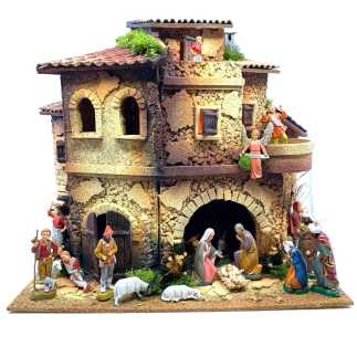 Nativity scene with lights 40x30x38 cm