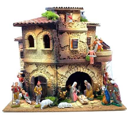 Nativity scene with lights 40x30x38 cm
