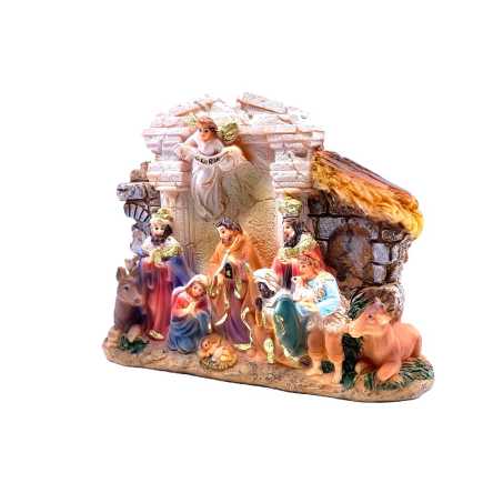 Mini resin nativity scene 14.5 x 11.5 x 4 cm