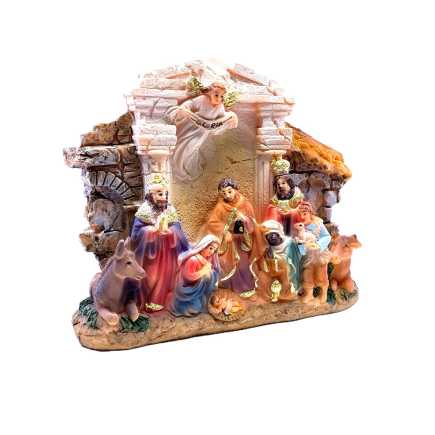 Mini resin nativity scene 14.5 x 11.5 x 4 cm