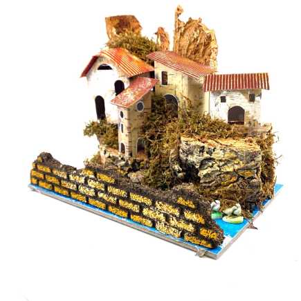 copy of Paesaggio con fiume e staccionata 20 x 14 x h 14 cm