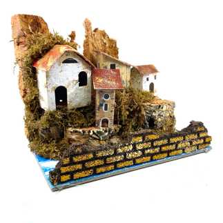 Landscape with river and low wall 20 x 14 x H 18 cm