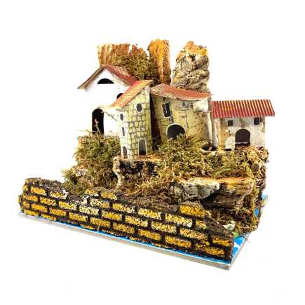 Paesaggio con fiume e muretto 20 x 14 x h 18 cm
