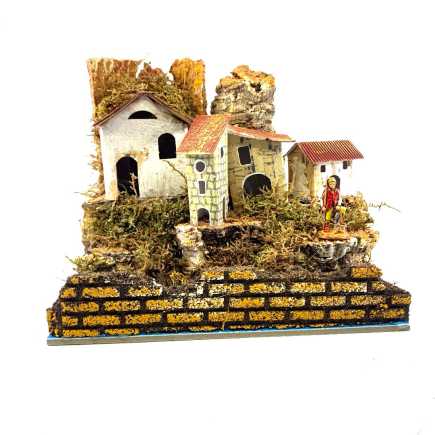 Paesaggio con fiume e muretto 20 x 14 x h 18 cm