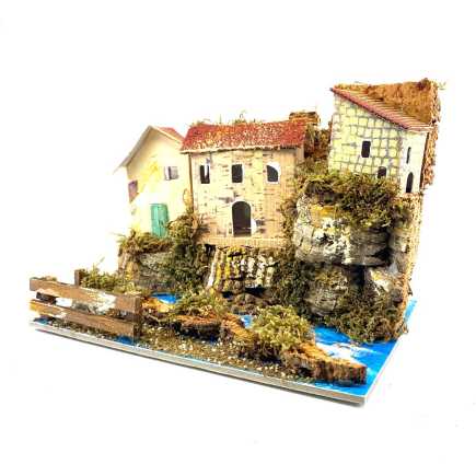 Paesaggio con fiume e staccionata 20 x 14 x h 17 cm