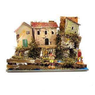 Paesaggio con fiume e staccionata 20 x 14 x h 17 cm