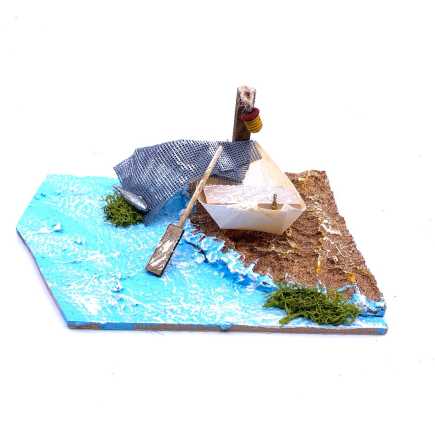 Boat on river 20 x 14 x H 8 cm