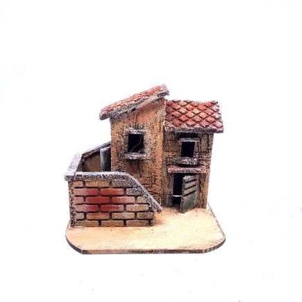 Double house in wood and cork 14 x 10 x 13 cm