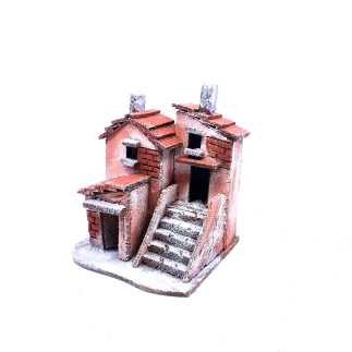 Casa doppia in legno e sughero 12 x 11 x 14 cm