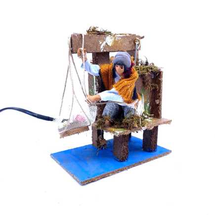 Pescatore in movimento con rete 8-9 cm