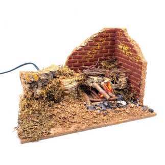 Corner with fireplace 20 x 14 x H 13 cm