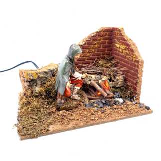 Corner with fireplace 20 x 14 x H 13 cm