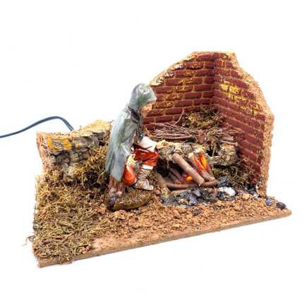 Corner with fireplace 20 x 14 x H 13 cm