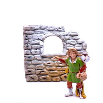 Muretto con finestra per presepe 11x1x10 cm