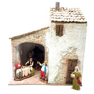 Casa con bottega in borgo 24 x 16 x 28 cm