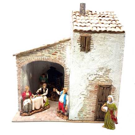 House with shop in village 24 x 16 x 28 cm (also with figurines)