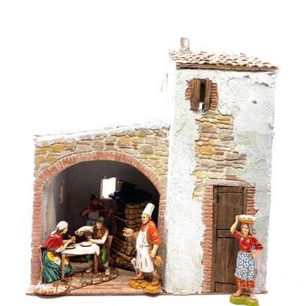 Casa con bottega in borgo 28 x 16 x 32 cm