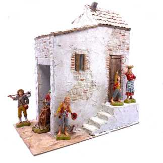 Casa con scala e retro bottega in borgo - 28 x 16 x 31 cm