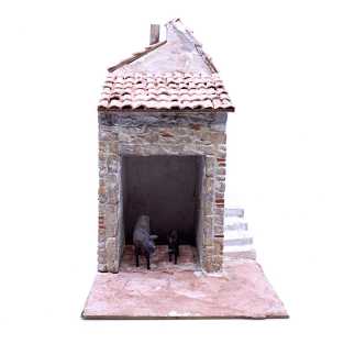 Casa con scala e retro bottega in borgo - 28 x 16 x 31 cm
