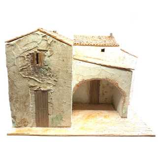Nativity scene in a village, 45 x 35 x 33 cm (also available with figurines)