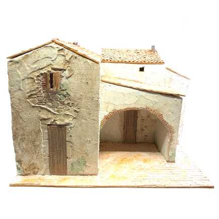 Nativity scene in a village, 45 x 35 x 33 cm (also available with figurines)
