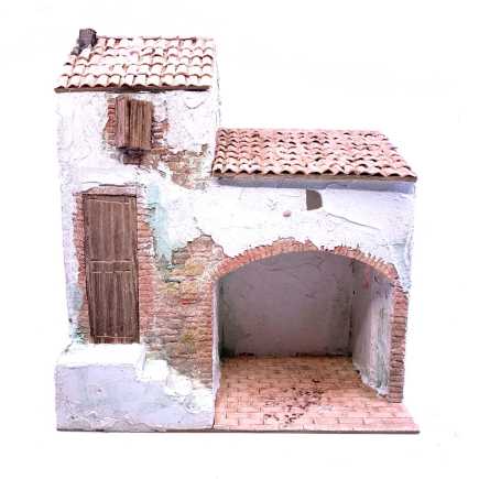 Casa con scala e bottega in borgo - 28 x 16 x 32 cm