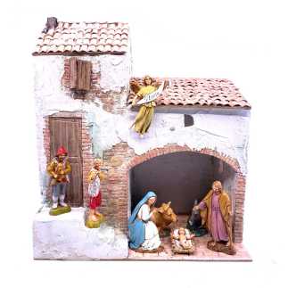 Casa con scala e bottega in borgo - 28 x 16 x 32 cm