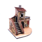 Casa doppia con scala e terrazzo in legno e sughero 14x10x16 cm Casa doppia con scala e terrazzo in legno e sughero 14x10x16 cm
