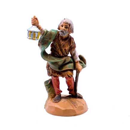 Old shepherd with lantern - 15 - Fontanini statues, 6.5 cm