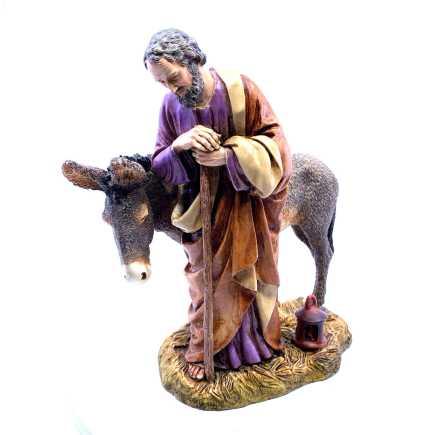 Saint Joseph with donkey, 20 cm - Landi Moranduzzo figurines