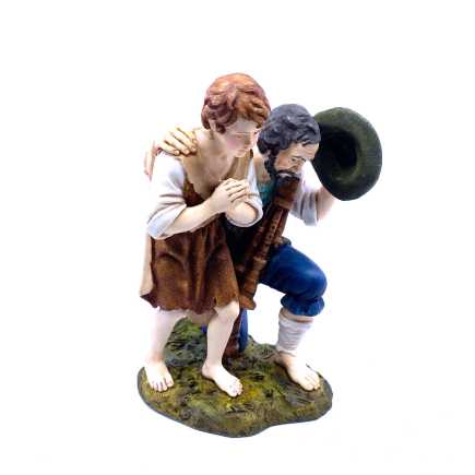 Group of two adoring shepherds 20 cm - Landi Moranduzzo figurines