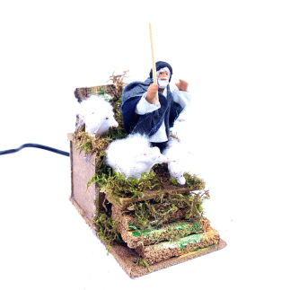 Pastore con pecore in movimento per presepi - statuina 10 cm