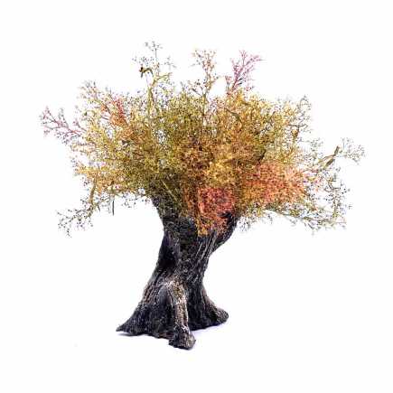 Albero tipo Ulivo con fogliame e tronco in resina 13 cm